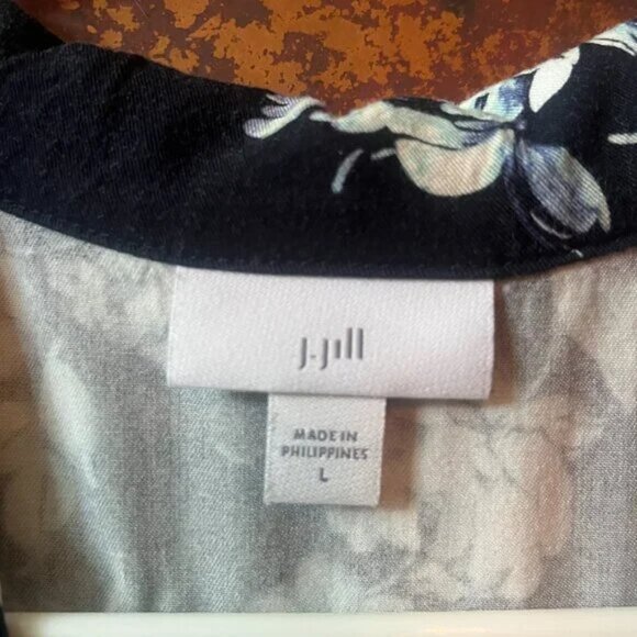 J Jill Navy Floral Collared Maxi Dress - Picture 3 of 5